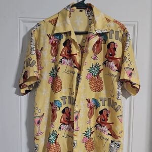 Yellow Tropical Casual Button Down Shirt